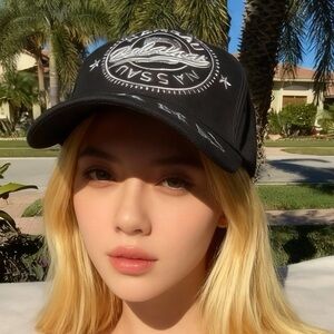 Nassau Bahamas Adjustable Baseball Hat silver Embroidered / Dorsett Sportswear